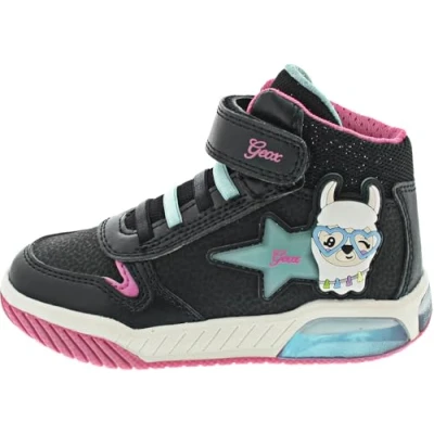 Image of Geox J INEK Girl C Sneaker, Black/Aqua, 5 UK Child
