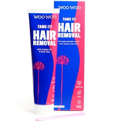 Image of WooWoo Tame It! Natural Intimate Hair Removal Cream Painless Vegan Remover For Sensitive Skin Depilatory Genitals, Bikini, Legs &amp; Bum Women In Shower With Aloe Vera 200ml