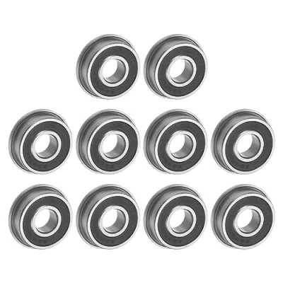Image of uxcell F696 2RS Flanged Ball Bearing 6x15x5mm Double Sealed Chrome Steel Flange Bearings, 10pcs