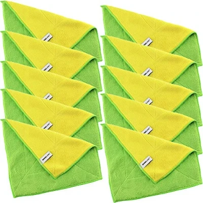 Image of Kochblume 1 3 5 10 Set Microfibre Cloth Cleaning 30 x cm, Absorption Capacity up to approx. 300 ml In a Colourful Box (Green/Yellow, of 10)