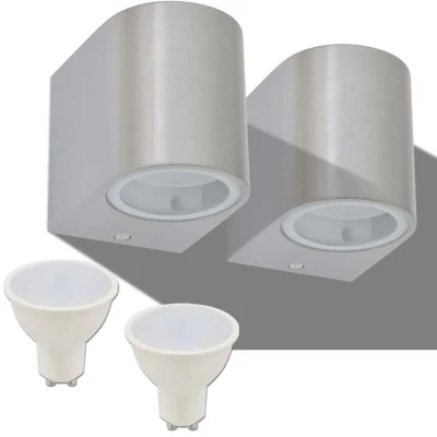 Image of vidaXL Outdoor LED Wall Lights 2 pcs Round Downwards