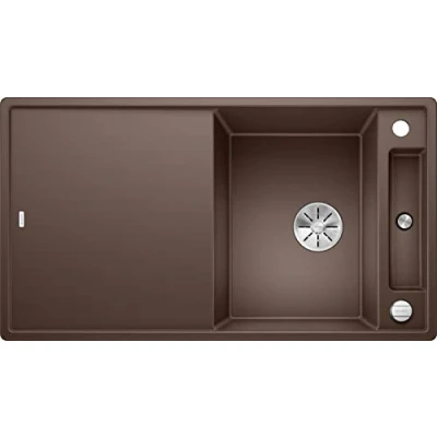 Image of BLANCO 523224 Axia III 5 S Silgranit PuraDur Including Glass Chopping Board Reversible Cafe, Coffee, 50 cm Unterschrank