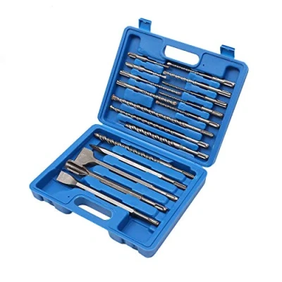 Image of TOPWAY SDS Plus Drill Bit Set with Chisels 17PCs, Rotary Hammer Bits for Concrete Brick Masonry Marble Granite, Storage Case Included 121694