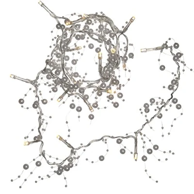 Image of WeRChristmas Beaded Garland Light String Decoration with 20 LED Lights, 1.8 m White