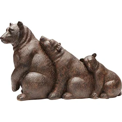 Image of Kare Design Deco Figurine Relaxed Bear Family, Brown, Handmade, Animal Sculpture, Gift Idea, Table Decoration, Room Decor, Home Living Room, Bedroom, Hallway, 20x32x13cm (H/W/D)