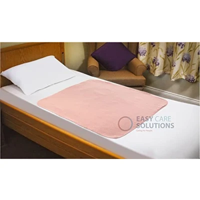 Image of 2 x Easy Care Solutions Washable Bed Pad Protector without Tucks/Flaps 85 cm 90 Premium Quality wetting sheet for adults or children with Incontinence Reusable Pink Pads