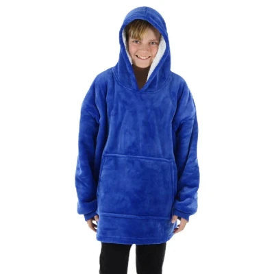 Image of Hodge and Teens Unizex Hoodie Blanket Sherpa Fleece Sweatshirt Oversize Top Blue