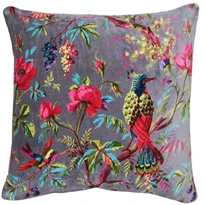 Image of Paoletti Paradise Velvet Cushion Cover Mink Cotton Size 50 cm x