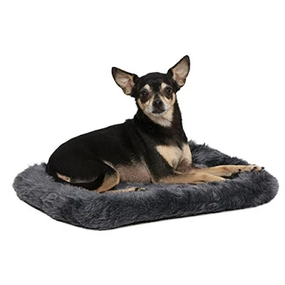 Image of 18L Inch Gray Dog Bed or Cat w/ Comfortable Bolster Ideal for &quot;Toy&quot; Breeds &amp; Fits an 18 Crate Easy Maintenance Machine Wash Dry 1 Year Warranty