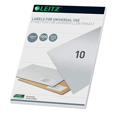 Image of Leitz 61750001 Universal Labels for PC Write On 105 x 57 mm White