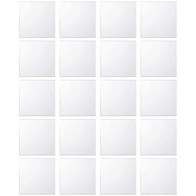 Image of DRERIO 20Pcs Mirror Tiles Self Adhesive Acrylic Mini Square Small Craft Plastic Tiny Stickers Mosaic for Crafts Decoration DIY Projects Supplies(5 * 5cm)