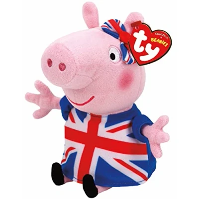 Image of TY Peppa Pig Union Jack Soft Plush Toy Collectible Stuffed Teddy for Kids, Baby Plushies