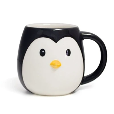 Image of Balvi Mug Pingo Cup shaped head penguin 400ml capacity Dishwasher safe and microwave Ceramic