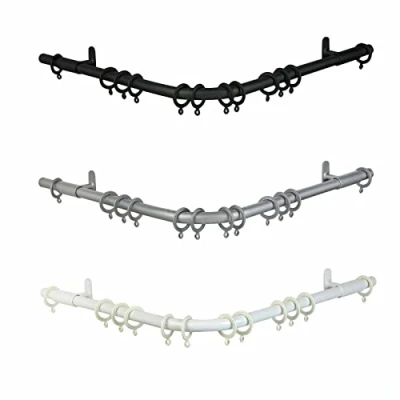 Image of 19mm County Crown 3 Sided Bay Window 420cm Metal Curtain Pole Set (Black)