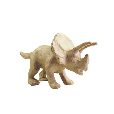 Image of Décopatch Ref SA181O Triceratops Dinosaur Papier Maché Object to Decorate 29 x 12 15.5cm with Papers &amp; PaperPatch Glue, Glitter, Paints