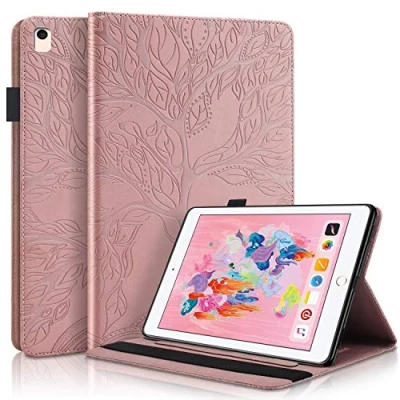 Image of Succtop iPad 5th/6th Generation Case PU Leather Flip Wallet Cover Auto Sleep/Wake Function Smart Protective for Apple 2017/2018 9.7 Inch/iPad Pro 9.7&quot;/iPad Air/iPad Air 2 Rose Gold