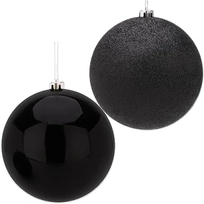 Image of Christmas Concepts® Pack Of 2 200mm Baubles Shiny &amp; Glitter Design Giant (Black)