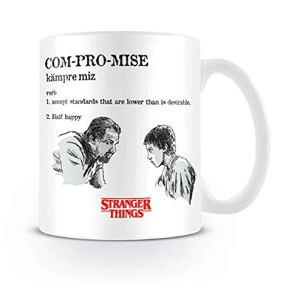 Image of Pyramid International Stranger Things Ceramic Mug with Hopper and Eleven Compromise Graphic in Presentation Box Official Merchandise