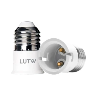 Image of LUTW E27 to B22 Lamp Socket Adapter, Light Bulb Converter Screw Bayonet, Max Wattage 60W, Voltage 0 250V, Base Adaptor for LED Bulbs, Incandescent CFL 2 Pack