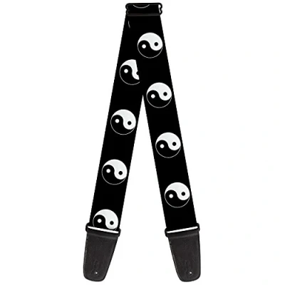 Image of Buckle Down Guitar Strap Yin Yang Symbol Black/White 2&quot; Wide 29 54&quot; Length