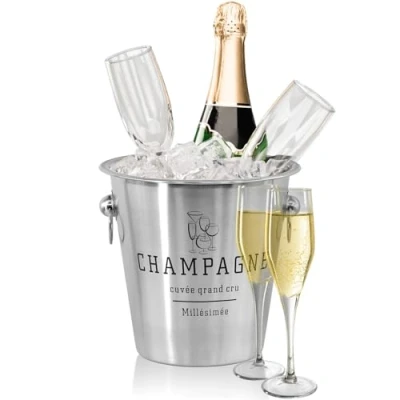 Image of GEEZY Stainless Steel Silver Champagne Wine Bucket Punch Drink Ice Cooler Party French Style