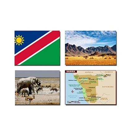 Image of SET OF 4 NAMIBIA FRIDGE MAGNETS FLAG MAP ATTRACTIONS