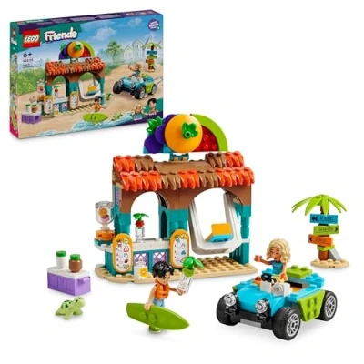Image of LEGO Friends Beach Smoothie Stand, Kids’ Pretend Play Food Set, Gift Idea for Girls and Boys Aged 6 over, with 2 Mini Dolls, a Turtle Figure Accessories 42625