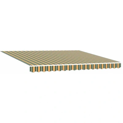 Image of vidaXL Manual Retractable Awning with LED Green and Yellow 400x300 cm