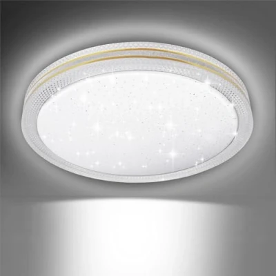 Image of EXTRASTAR 18W LED Ceiling Light, 1950LM, 123W Equivalent, Cool White 6500K Daylight Golden Edge Round Modern Lightning for Living Room, Bedroom, Balcony, and More, Ø 350mm