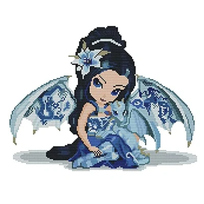 Image of Abillyn Embroidery Cross Stitch Kits Dragon Fairy Stamped with Printed Pattern Starter Kit (Dragon Fairy)