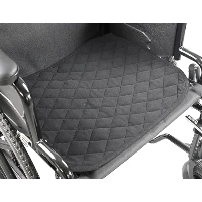 Image of KMINA Chair Pads Incontinence 5 Layers (x1 Unit, 15.7&quot; x 19.7&quot;), Washable for Wheelchairs, Non Slip Absorbent Protector Blalck Made in Europe