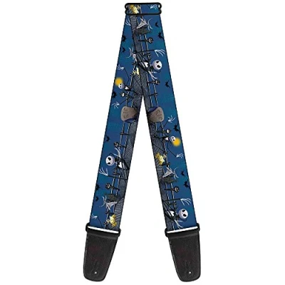 Image of Buckle Down Guitar Strap Nightmare Before Christmas Jack, Zombie Duck &amp; Zero Cemetery Scene 2&quot; Wide 29 54&quot; Length