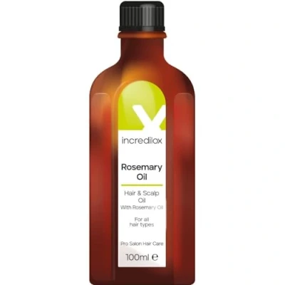 Image of Incredilox Rosemary Oil 100ml. Nourishes, conditions and adds shine to hair. free from sulphates, parabens, silicones gluten. Cruelty &amp; vegan friendly. All hair types.