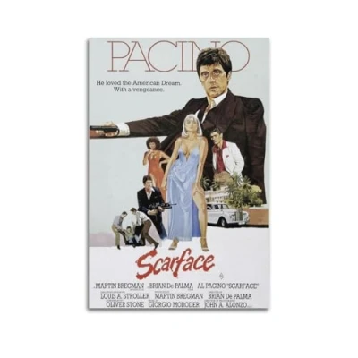 Image of Szzmyo Scarface Movie Poster Decorative Painting Modern Aesthetic Canvas Bedroom Art Living Room Decoration 12x18inch(30x45cm) Unframe Style
