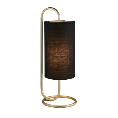 Image of Klip Cylindrical Table Lamp Antique Brass Paint, Black Fabric, 1x E27