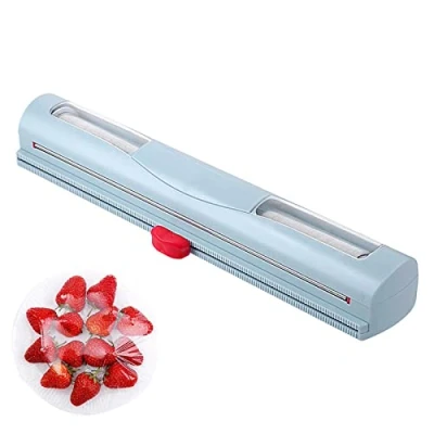 Image of shangjia Food Cling Wrap Dispenser Film Wrapper Parchment, Wax Paper &amp; Aluminum Foil for Kitchen Drawer, Cutter