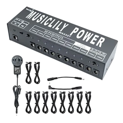 Image of Musiclily Pro Guitar Pedal Power Supply 10 Isolated DC Output with UK Standard Adapter for 9V/12V/18V Bass Effect
