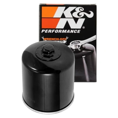 Image of K&amp;N Motorcycle Oil Filter: High Performance, Premium, Designed to be used with Synthetic or Conventional Oils: Fits Select Harley Davidson Motorcycles, KN 174B, black