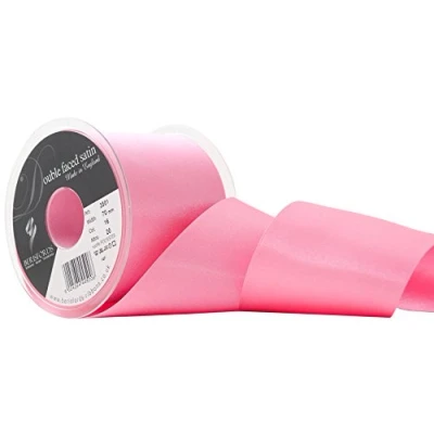 Image of Berisfords Double Faced Satin Ribbon, Sugar Pink, 70 mm Width, 20 metre Length