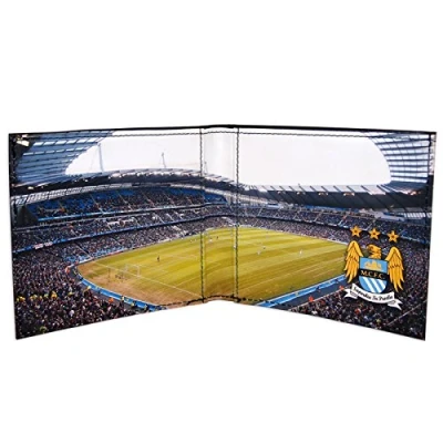 Image of Manchester City FC Official Football Gift Embossed Crest Stadium Wallet Black