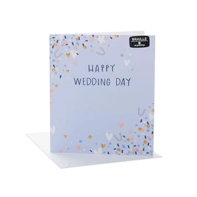 Image of Braille Wedding Card Happy Day Greeting with Lettering 754516