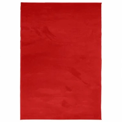 Image of vidaXL OVIEDO Short Pile Area Rug 200x280 cm Soft Polyester, Red Rectangular Carpet, Teddy Look, Suitable for Underfloor Heating, Easy Clean