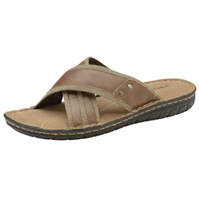 Image of DUNLOP Mens Sandals Memory Foam Touch Fastening Open Toe Flip Flop Mules Summer Shoes (8 UK, Caleb Brown)