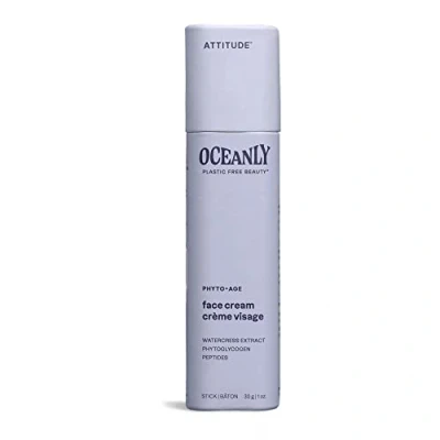 Image of ATTITUDE Oceanly Face Cream Stick, EWG Verified, Plastic free, Plant and Mineral Based Ingredients, Vegan Skin Care Products, PHYTO AGE, Unscented, 30 grams