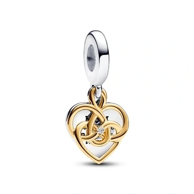 Image of Pandora Lab grown Diamond Engravable Mum Double Dangle Charm