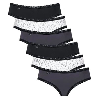 Image of Sloggi Weekend Hipster 3 PACK Briefs, Women&#039;s, Size: 16, Black/white