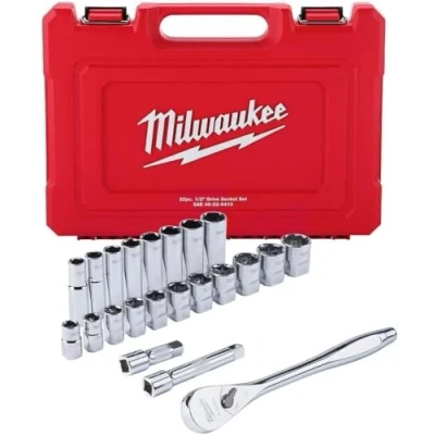 Image of Milwaukee 1/2&quot; Drive 46pc Ratchet and Socket Set 48 22 9010 SAE &amp; Metric
