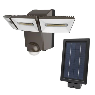 Image of Bronze IQ Triple Spot PIR Solar Powered Security Light Outdoor Wall Exterior Motion Sensor 2100 Lumen LED (Single), LS1921 BZ
