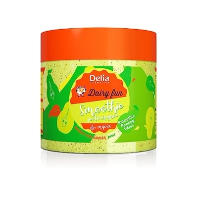 Image of Delia Cosmetics Dairy Fun Body Peeling Smoothie Washes &amp; Refreshes Exfoliates Smoothes Moisturizes, Nourishes, Firms Intense Scent of Pear Natural Extracts Scrub 350g