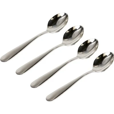 Image of Set of 12 Short 10cm Stainless Steel Espresso Coffee Spoons Small Caddy